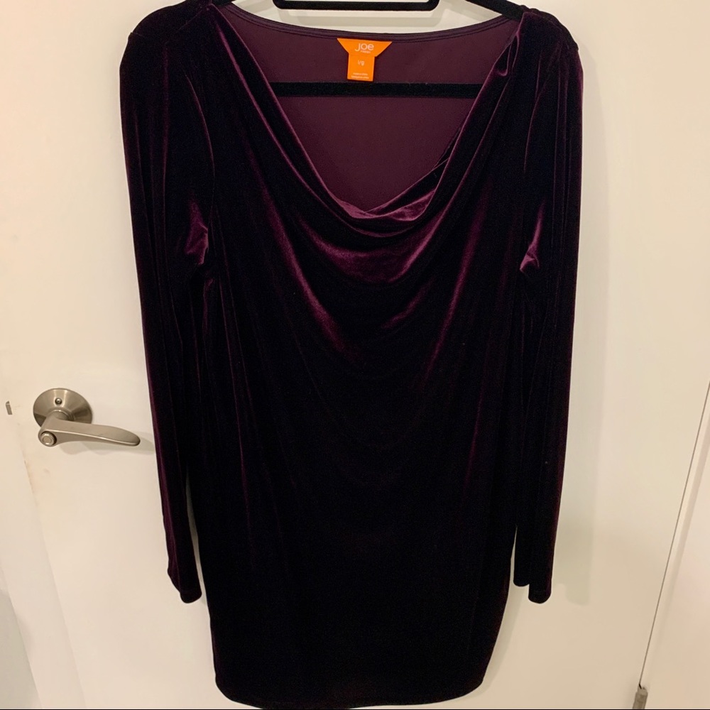 Deep Purple Velvet Cowl Neck Dress Joe Fresh Large